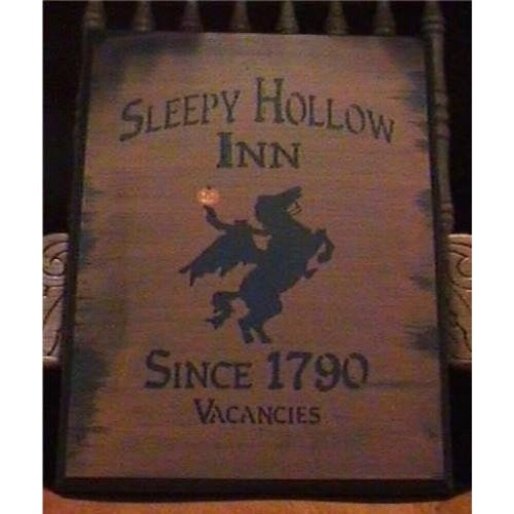 Primitive Sleepy Hollow Inn Sign Headless Horseman New York cozy Halloween Decor